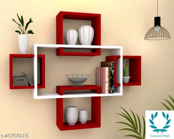 New Wall Shelves - (LXBXH):56X56X67 cm, Red White, Wooden